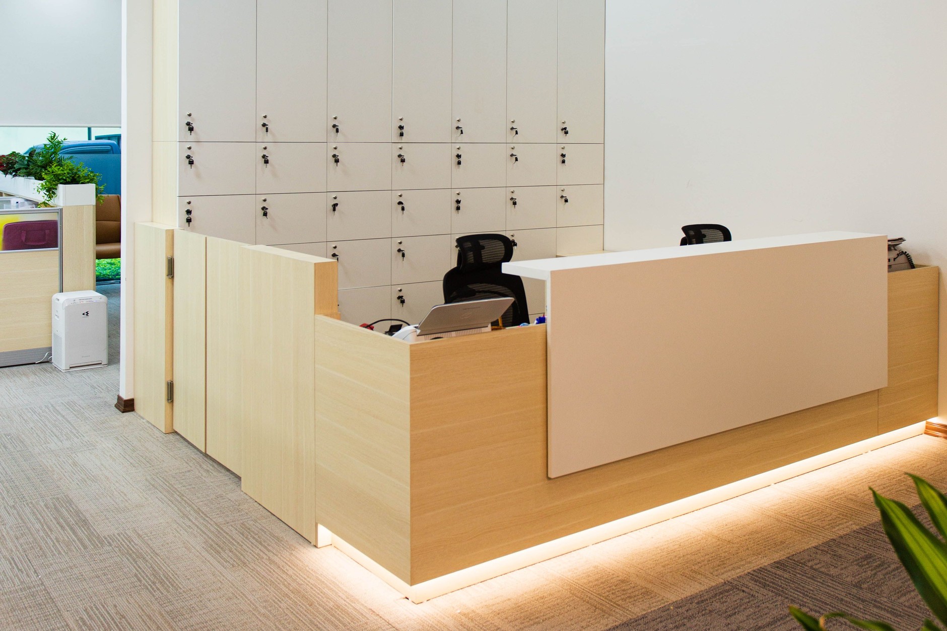 Modern office reception desk area